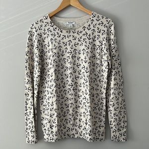 ⚓️ ANCHORS AWAY Adorable coastal sweater with blue anchors on cream background M